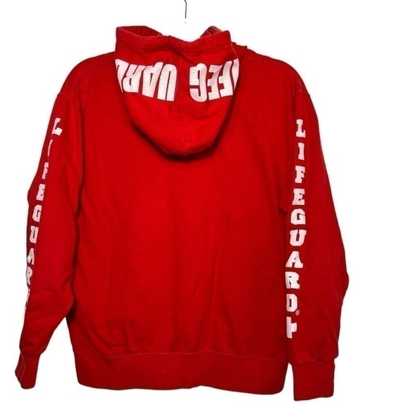 Lifeguard+ Pullover Hoodie Red w White Lifeguard Logo Daytona Beach Fl Size Sm - Picture 2 of 6